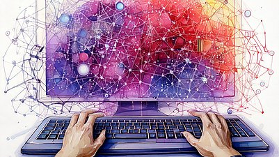 hände tastatur bildschirm prompting