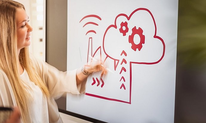 Dozentin erklärt die Chancen und Risiken, die die neuen Industrietechnologien mit sich bringen.