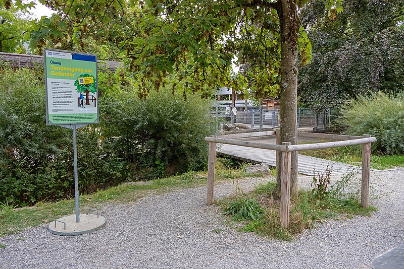Infotafel neben einem Baum